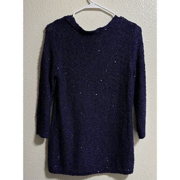 Chico's Women’s Size 0 Small Sequin Sweater Pullover Festive Glam Purple Whimsy - Picture 3 of 11